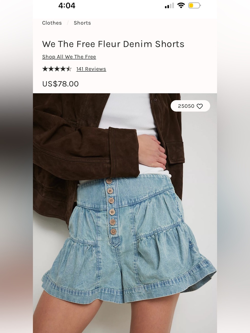 We The Free Light Blue Tiered Fleur Denim Shorts